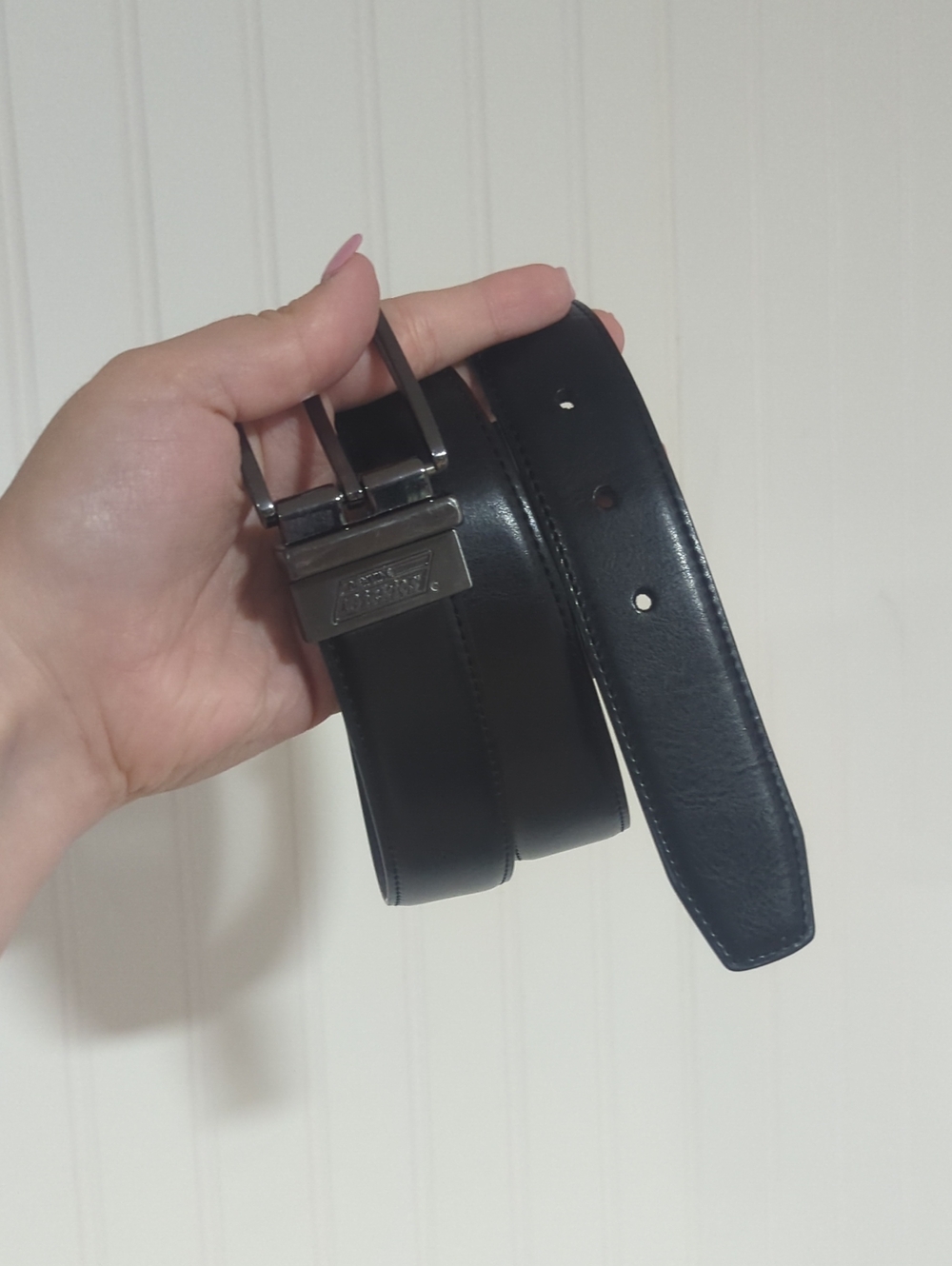 Dickies Black Men's Leather Belt with Brushed Metal Buckle Reversible 32